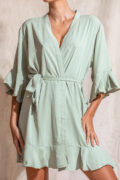Sage Green Cotton Ruffle Bridesmaid Proposal Bridal Party Robes