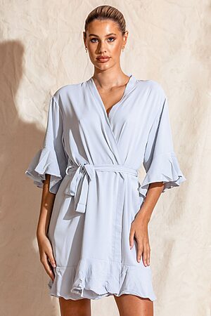 Light Blue Cotton Ruffle Bridesmaid Proposal Bridal Party Robes