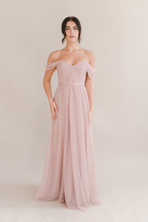 Bardot Bridesmaid Dress by TH&TH - Smoked Blush