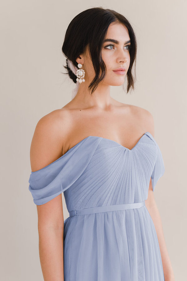 Bardot Bridesmaid Dress by TH&TH - Bluebird Bardot Bridesmaid Dress by TH&TH - Bluebird