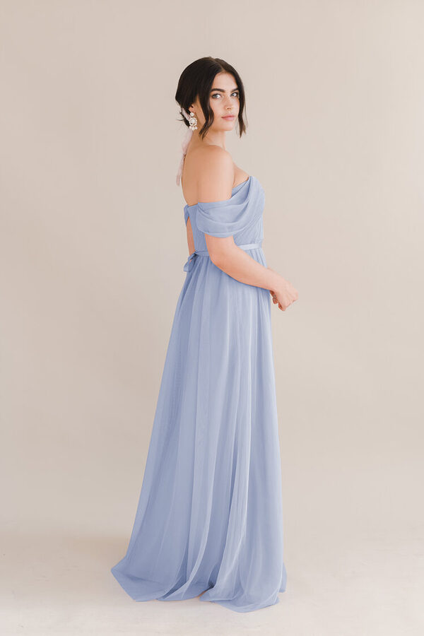 Bardot Bridesmaid Dress by TH&TH - Bluebird Bardot Bridesmaid Dress by TH&TH - Bluebird