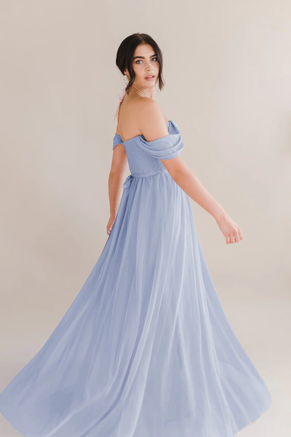 TH&TH Bardot Bridesmaid Dress - Bluebird | Bridesmaids Only