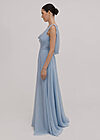Athena Bridesmaid Dress by TH&TH – Dusty Blue - TH TH bridesmaid dress Athena in dusty blue chiffon model side view