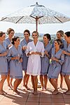Light Blue Bridesmaid Robes with Lace Trim