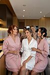 Pink Bridesmaid Robes with Lace Trim