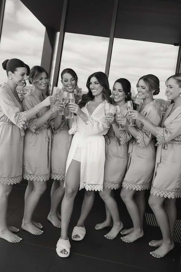 Ava Robe Bridesmaid Robes with Lace Trim