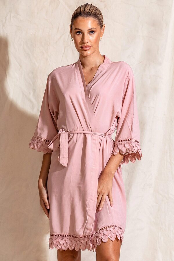 AvaBridesmaidsRobesBlush2 Ava Storm Matte Feather Lace Bridesmaid Robe - AvaBridesmaidsRobesBlush2
