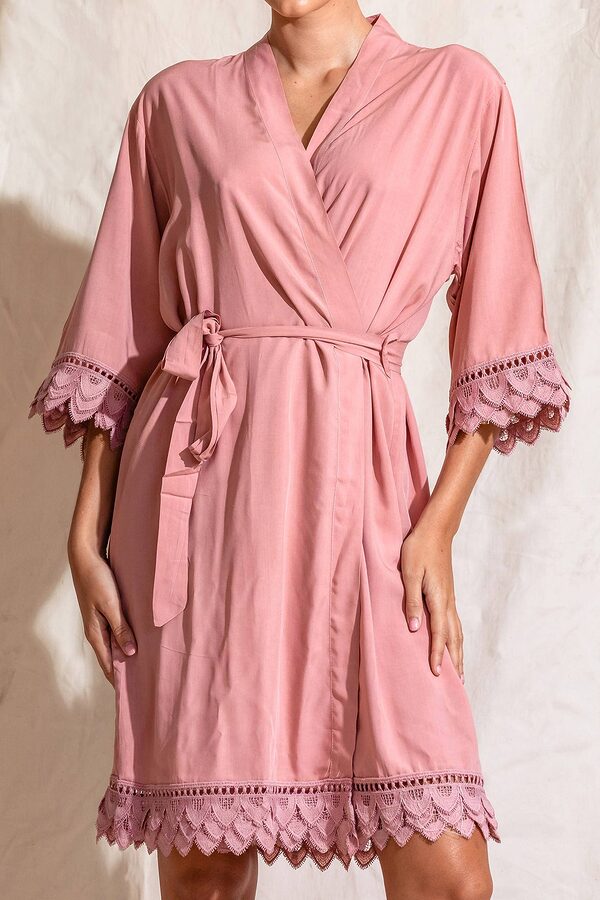 AvaBridesmaidsRobesCoral2 Ava Storm Matte Feather Lace Bridesmaid Robe - AvaBridesmaidsRobesCoral2