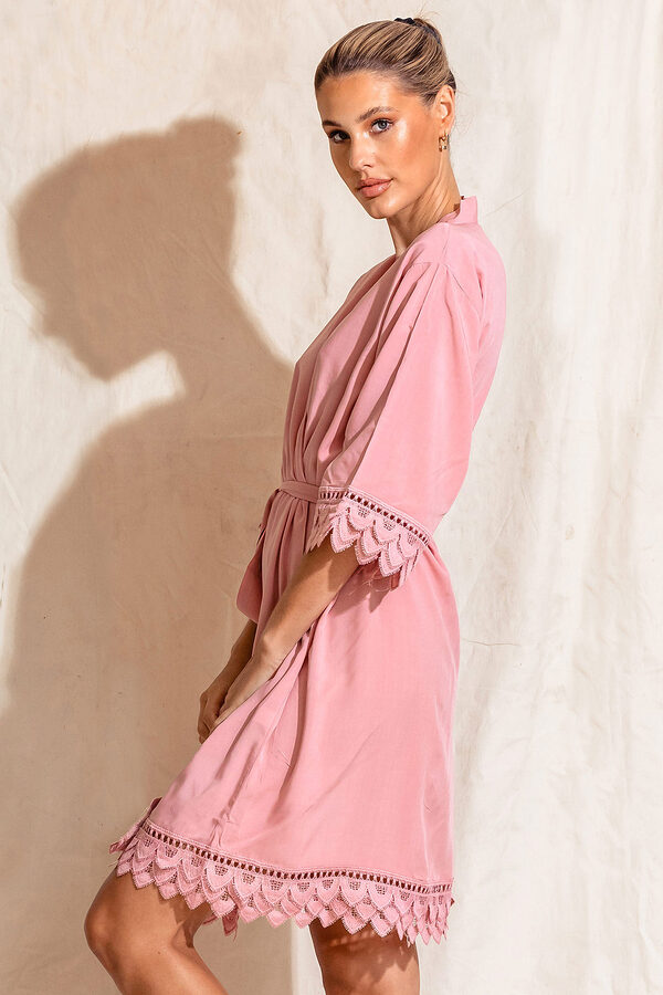 AvaBridesmaidsRobesDesertRose7 Ava Storm Matte Feather Lace Bridesmaid Robe - AvaBridesmaidsRobesDesertRose7