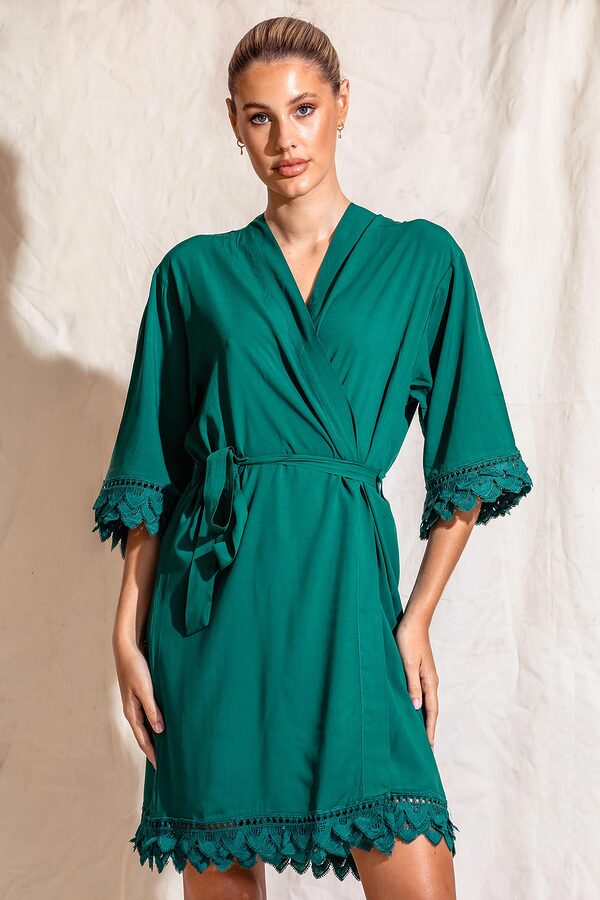 AvaBridesmaidsRobesEmerald2 Ava Storm Matte Feather Lace Bridesmaid Robe - AvaBridesmaidsRobesEmerald2