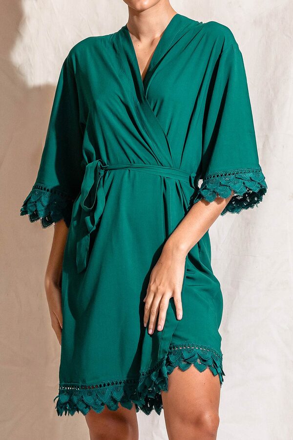 AvaBridesmaidsRobesEmerald3 Ava Storm Matte Feather Lace Bridesmaid Robe - AvaBridesmaidsRobesEmerald3