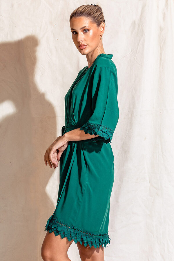AvaBridesmaidsRobesEmerald4 Ava Storm Matte Feather Lace Bridesmaid Robe - AvaBridesmaidsRobesEmerald4