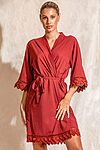 Ava Storm Matte Feather Lace Bridesmaid Robe - AvaBridesmaidsRobesPaprika5