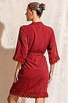 Áva Paprika Red Matte Feather Lace Bridesmaid Robe