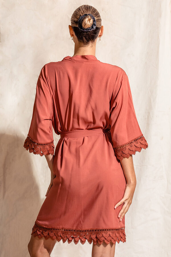 AvaBridesmaidsRobesRust4 Ava Storm Matte Feather Lace Bridesmaid Robe - AvaBridesmaidsRobesRust4