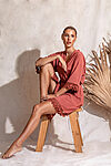 Áva Rust Burnt Orange Matte Feather Lace Bridesmaid Robe