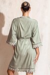 Ava Storm Matte Feather Lace Bridesmaid Robe - AvaBridesmaidsRobesSage5