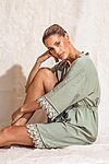 Ava Storm Matte Feather Lace Bridesmaid Robe - AvaBridesmaidsRobesSage7
