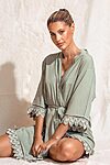 Ava Storm Matte Feather Lace Bridesmaid Robe - AvaBridesmaidsRobesSage8