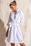Ava Storm Matte Feather Lace Bridesmaid Robe - AvaBridesmaidsRobesWhite4