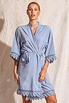 Ava Dusty Blue Matte Feather Lace Bridesmaid Robe