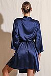 Navy Satin Bridesmaid Robe with Lace Trim Bridesmaid Gift