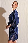 Navy Satin Bridesmaid Robe with Lace Trim Bridesmaid Gift