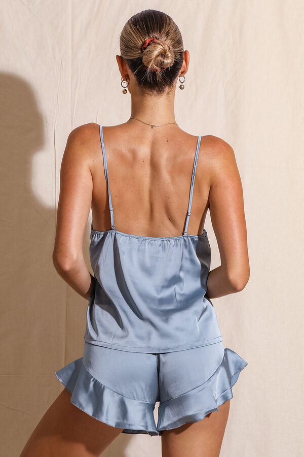 Madison DustyBlueSatin Cami Bridesmaid Pyjamas3 Madison Dusty Blue Satin Cami Bridesmaid Pyjamas