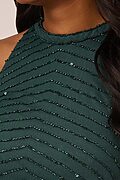 Nouveau Halter Beaded Emerald Bridesmaid Dress