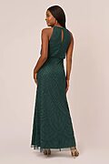 Nouveau Halter Beaded Emerald Bridesmaid Dress