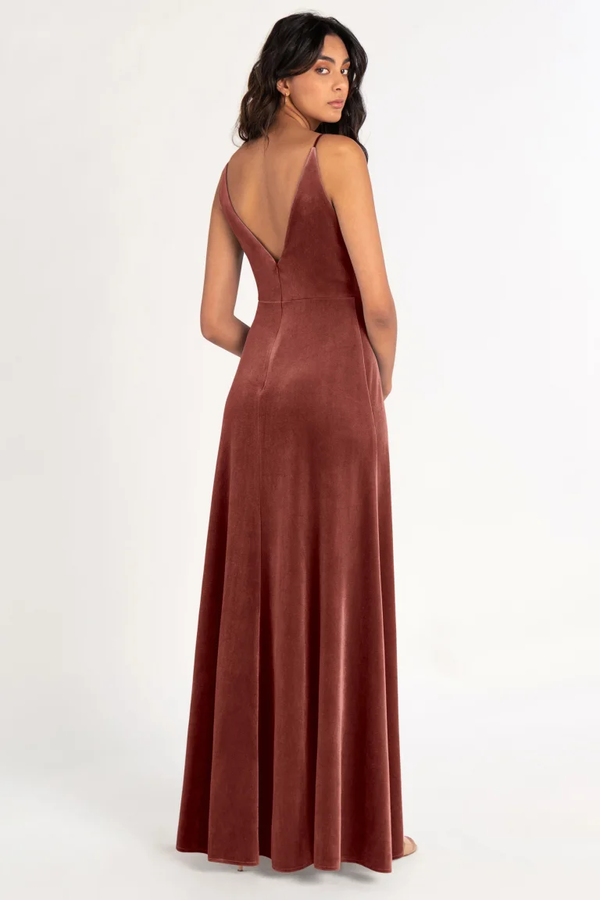 Jolie Velvet Bridesmaids Dress English Rose back Jolie Velvet Bridesmaids Dress English Rose