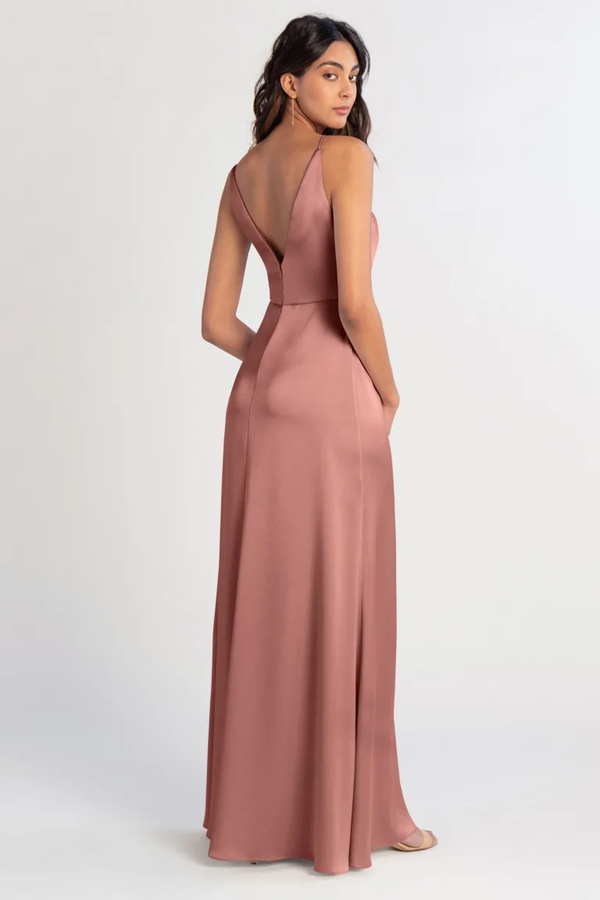 Beckett Satin Bridesmaids Dress Wild Rose back Beckett Bridesmaids Dress by Jenny Yoo - Wild Rose