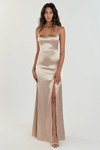 Chase Satin Bridesmaids Dress Pale Gold back