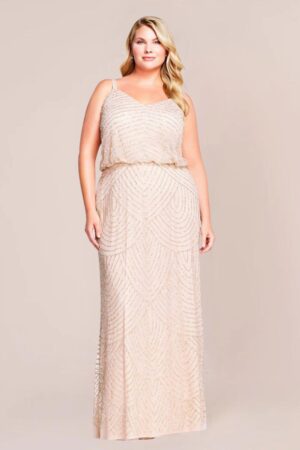 Gatsby Beaded Blush Pink Plus Size Bridesmaid Dress By Adrianna Papell