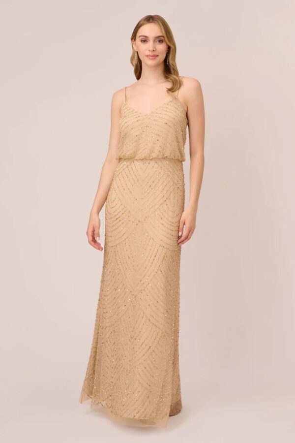Gatsby Beaded Champagne Bridesmaid Dress By Adrianna Papell