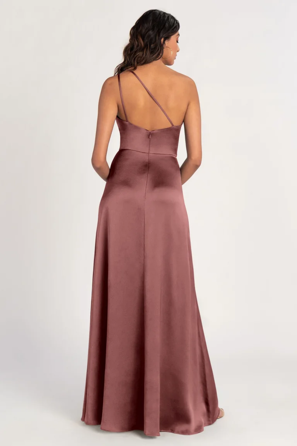 Jensen Satin Bridesmaids Dress Cinnamon Rose back Jensen Bridesmaid Dress by Jenny Yoo – Cinnamon Rose - Jensen Satin Bridesmaids Dress Cinnamon Rose back