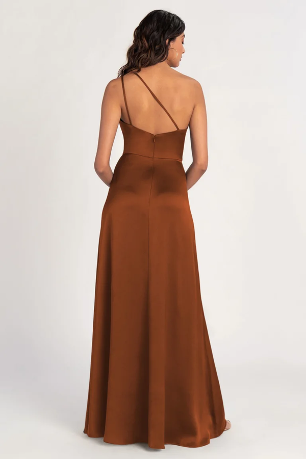 Jensen Satin Bridesmaids Dress Copper back Jensen Copper Bridesmaid Dress by Jenny Yoo - Jensen Satin Bridesmaids Dress Copper back