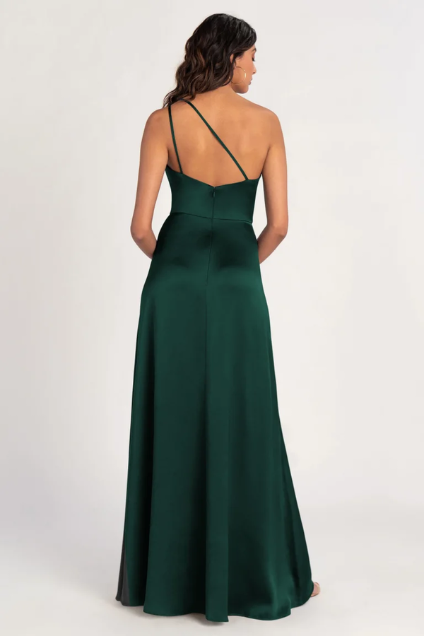 Jensen Satin Bridesmaids Dress Emerald Green back Jensen Bridesmaid Dress by Jenny Yoo – Emerald Green - Jensen Satin Bridesmaids Dress Emerald Green back