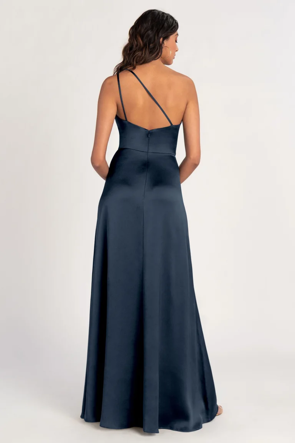 Jensen Satin Bridesmaids Dress French Blue back Jensen Bridesmaids Dress by Jenny Yoo - French Blue