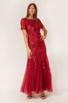 Amelia Burgundy Red Bridesmaid Dress Tulle Sequin