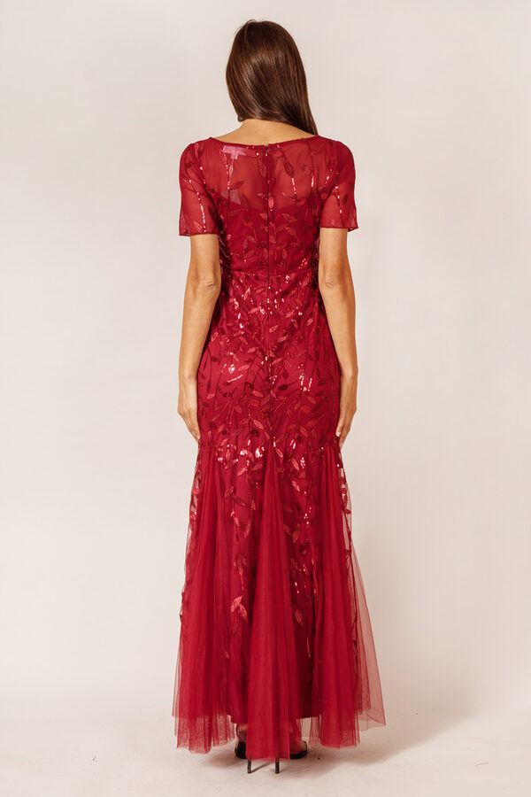 AmeliaBridesmaidDressBurgundyRedTulle4 Amelia Burgundy Red Bridesmaid Dress Tulle Sequin