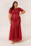 Amelia Burgundy Red Bridesmaid Dress Tulle Sequin