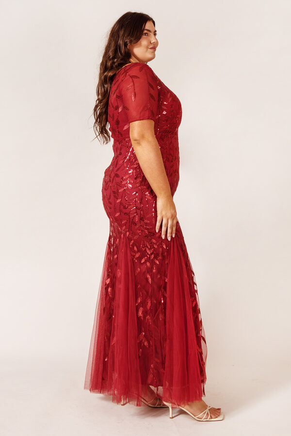 AmeliaBridesmaidDressBurgundyRedTulleCurvy3 Amelia Burgundy Red Bridesmaid Dress Tulle Sequin