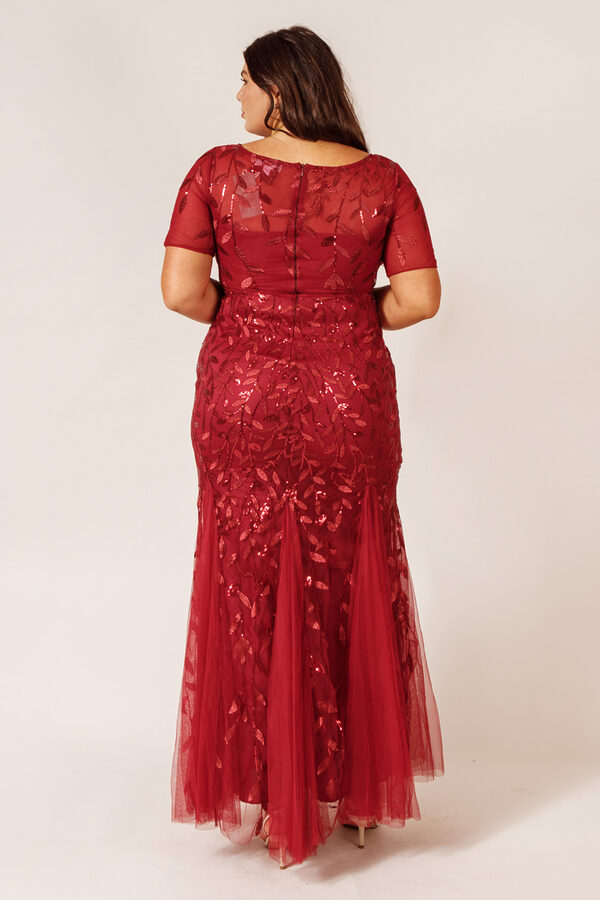 AmeliaBridesmaidDressBurgundyRedTulleCurvy4 Amelia Burgundy Red Bridesmaid Dress Tulle Sequin