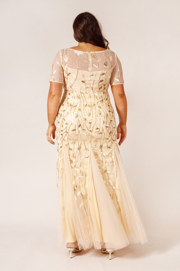AmeliaBridesmaidDressChampagneGoldTulleCurvy4 Amelia Gold Champagne Bridesmaid Dress Tulle Sequin
