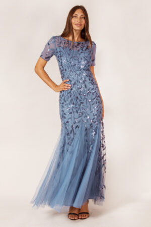 Amelia Dusty Blue Bridesmaid Dress Tulle Sequin