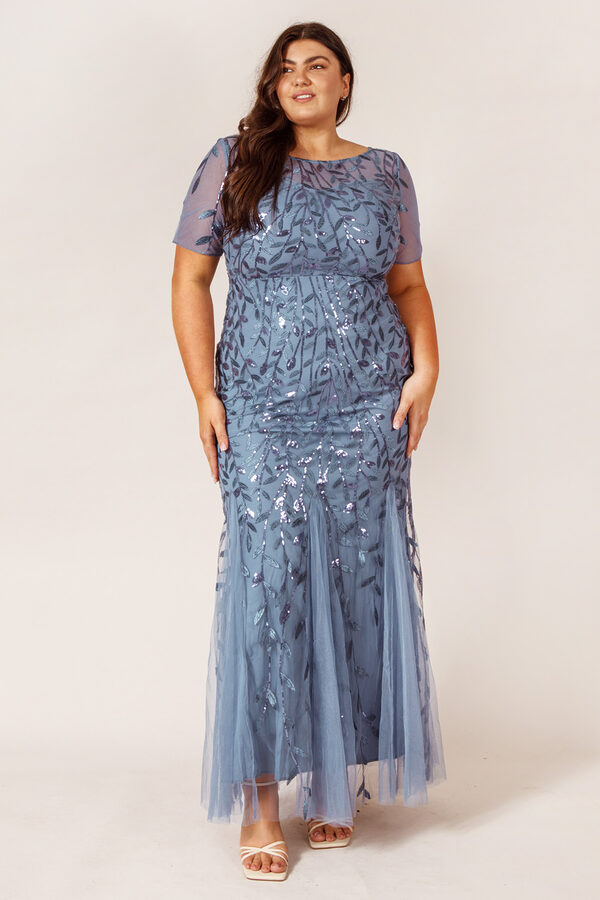 AmeliaBridesmaidDressDustyBlueTulleCurvy Amelia Dusty Blue Bridesmaid Dress Tulle Sequin