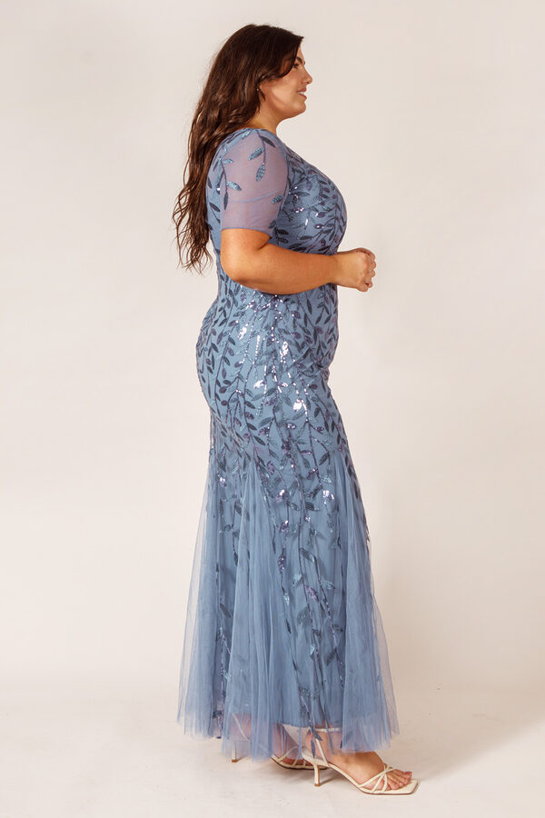 AmeliaBridesmaidDressDustyBlueTulleCurvy3 Amelia Dusty Blue Bridesmaid Dress Tulle Sequin