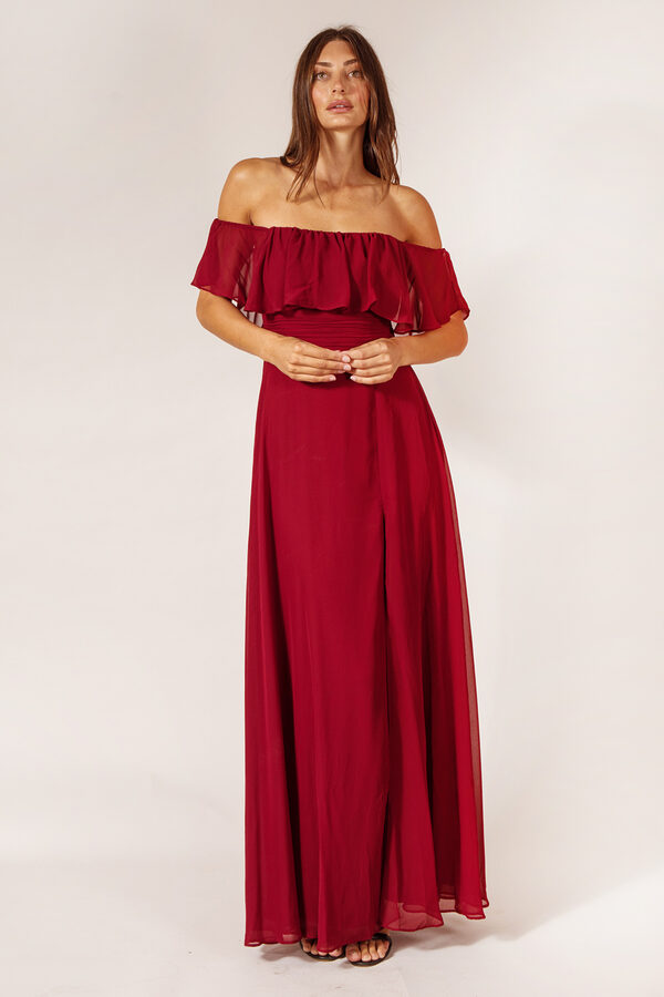 IvyBridesmaidDressBurgundyRedChiffon2 Ivy Burgundy Bridesmaid Dress by Dressology - IvyBridesmaidDressBurgundyRedChiffon2