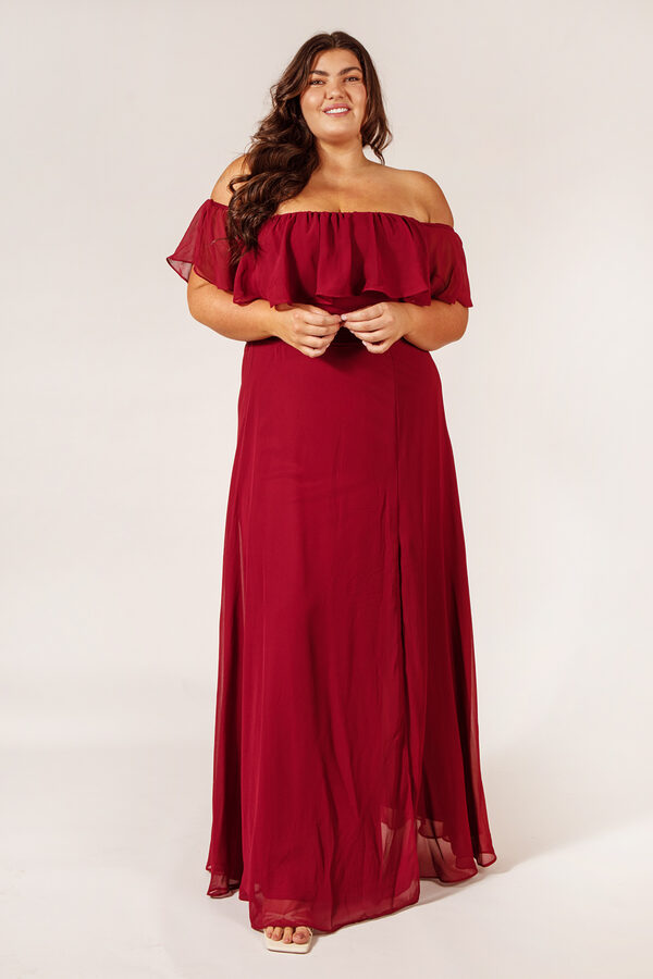 IvyBridesmaidDressBurgundyRedChiffonCurvyPlusSize Ivy Burgundy Bridesmaid Dress by Dressology - IvyBridesmaidDressBurgundyRedChiffonCurvyPlusSize